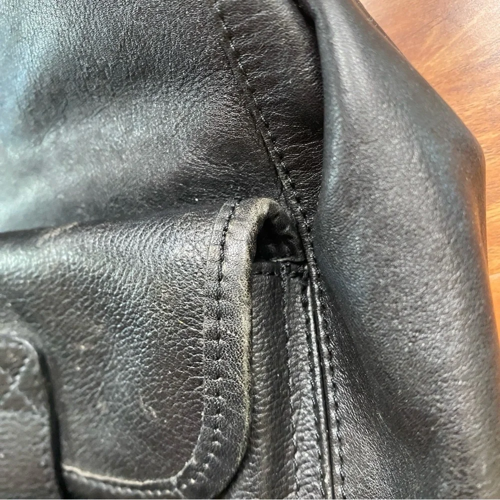 Vintage Women's Y2K Black Leather Multi Pocket Buckle Backpack Purse Streetwear